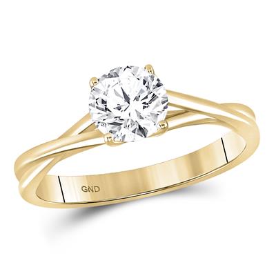 14K YELLOW GOLD ROUND DIAMOND SOLITAIRE BRIDAL RING 3/4 CTTW (CERTIFIED)