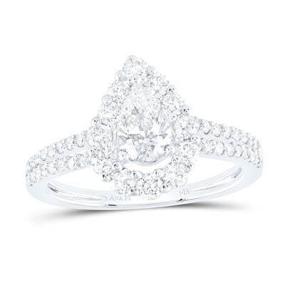 14K WHITE GOLD PEAR DIAMOND SOLITAIRE BRIDAL ENGAGEMENT RING 1-1/3 CTTW (CERTIFIED)