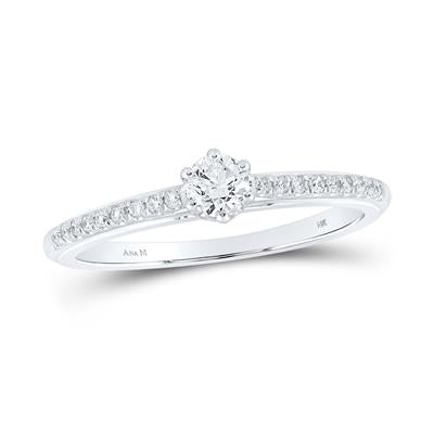 14K WHITE GOLD 14K WHITE GOLD ROUND DIAMOND SOLITAIRE BRIDAL ENGAGEMENT RING 1/3 CTTW (CERTIFIED)