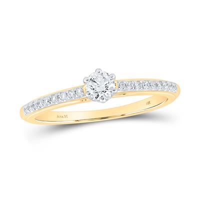 14K WHITE GOLD 14K WHITE GOLD ROUND DIAMOND SOLITAIRE BRIDAL ENGAGEMENT RING 1/3 CTTW (CERTIFIED)