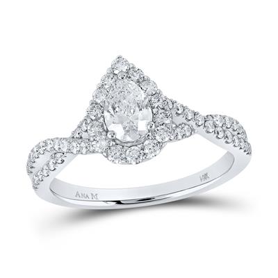 14K WHITE GOLD PEAR DIAMOND SOLITAIRE BRIDAL ENGAGEMENT RING 1 CTTW (CERTIFIED)