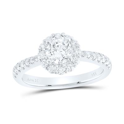 14K WHITE GOLD ROUND DIAMOND HALO BRIDAL ENGAGEMENT RING 1-1/5 CTTW (CERTIFIED) Availability	In stock
