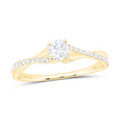 14K WHITE GOLD ROUND DIAMOND SOLITAIRE BRIDAL ENGAGEMENT RING 3/8 CTTW (CERTIFIED)