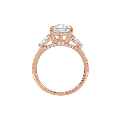 14k Rose Gold Pear/Pear side diamonds Lab Ring (Center Pear DIAMOND 1.30CTR) Total 4.09CTW