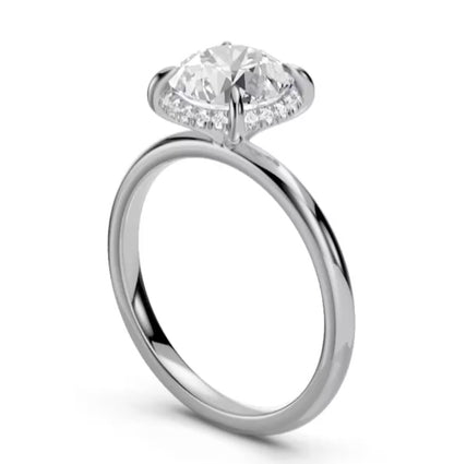 14KW 2.10 Ctw Classic Lab Grown Diamond Engagement Ring (2.00 Ctw Round Center) With Hidden Halo
