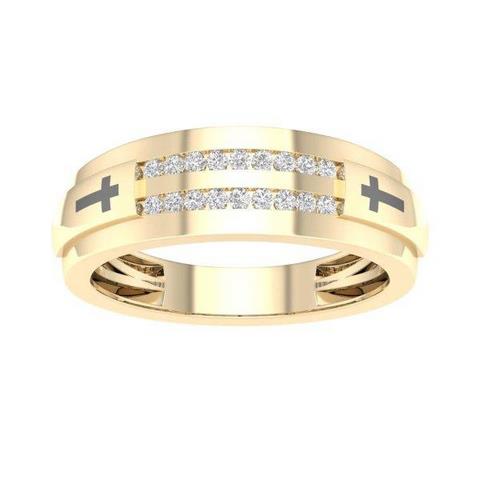 10KT 0.10CT D-MENS BANDS "CROSS"