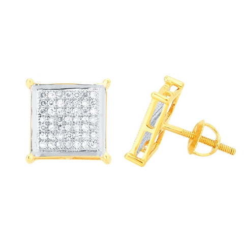 SPL PRICE 10KT 0.33CT D-MICROPAVE EARRINGS " SQUARE"
