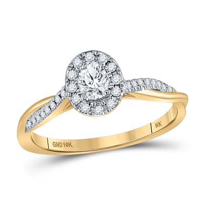 10K YELLOW GOLD OVAL DIAMOND HALO NICOLES DREAM COLLECTION BRIDAL ENGAGEMENT RING 1/3 CTTW