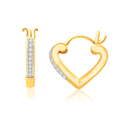 10K 0.05CT D-EARRINGS "HOOPS" HEART
