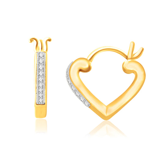 10K 0.05CT D-EARRINGS "HOOPS" HEART