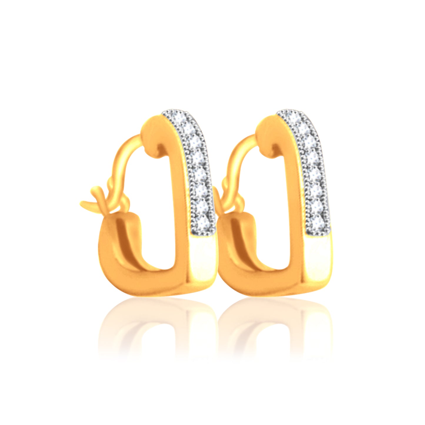 10K 0.05CT D-EARRINGS "HOOPS" HEART