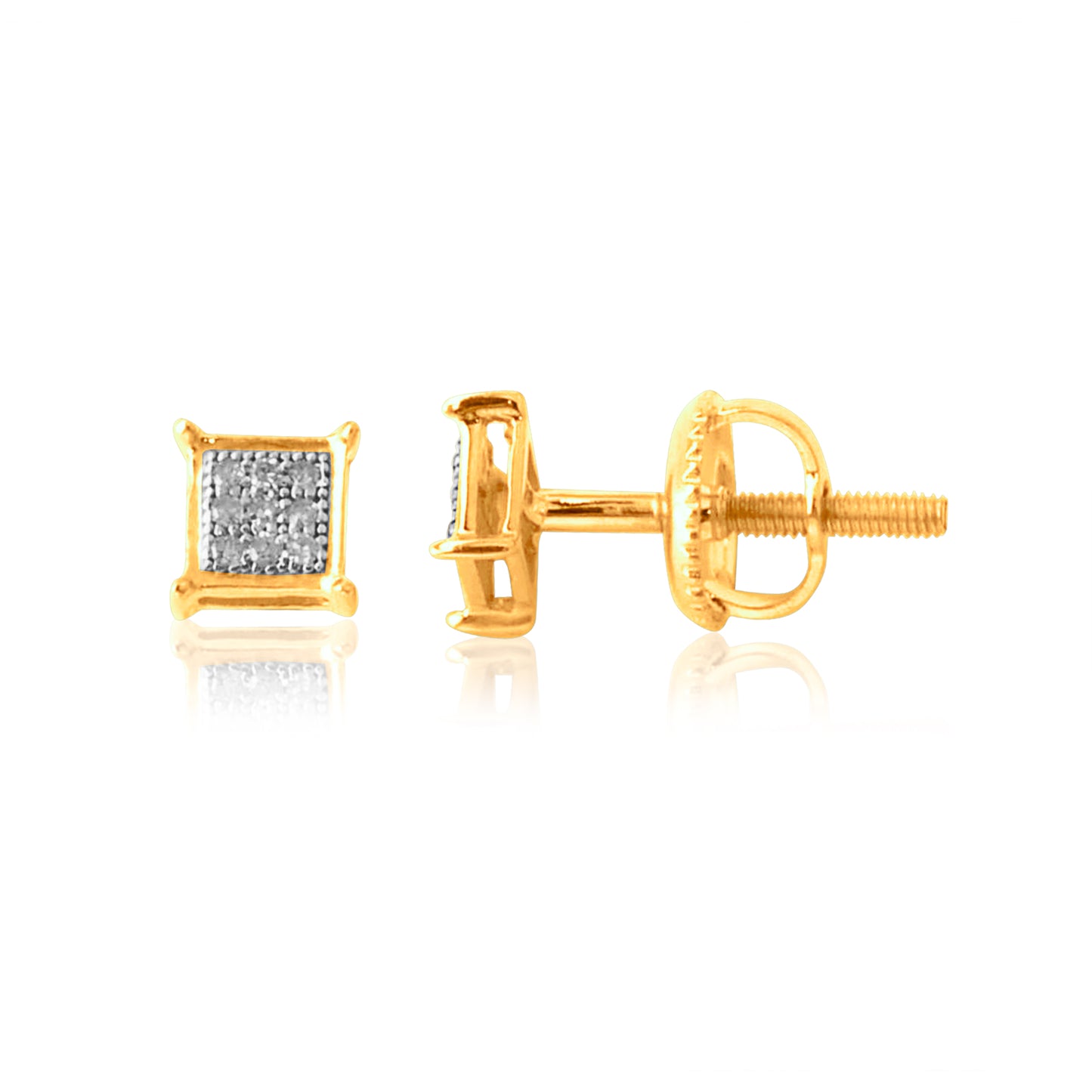 10K 0.05CT D-MICROPAVE EARRINGS SQUARE