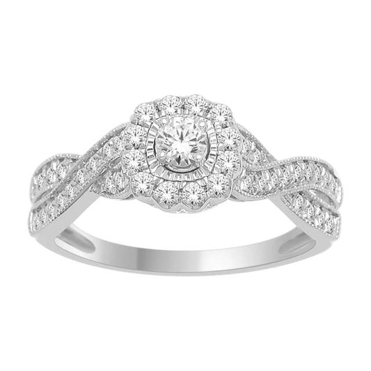 14K 0.50CT D-RING LDS RDS CNTR 0.15CT