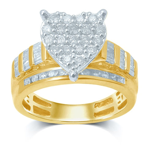 10KT 0.97- 1.04CT D- CINDRELLA RING"HEART"