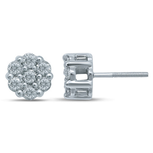 10KT 0.98-1.02CT D-FLOWER EARRINGS